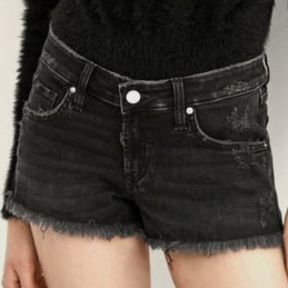 NWOT Zara Distressed Black Jean Shorts SIZE 2 / 26